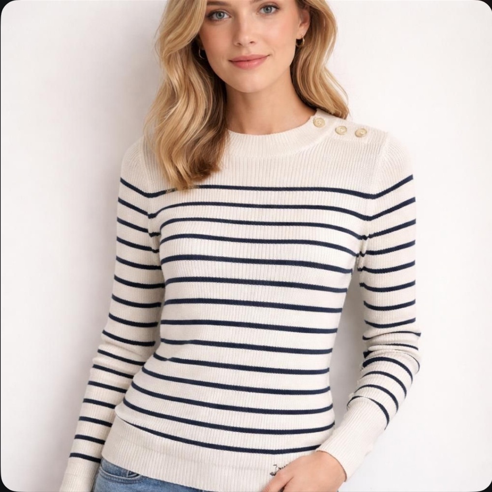 Abercrombie & Fitch Striped Sweater with Button Detail Size XS Women’s
